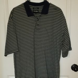 Men's Bollé Golf polo shirt size XL navy with lime green and white stripes